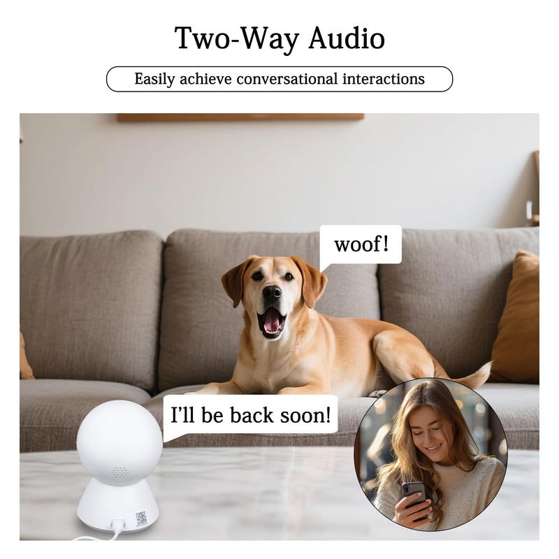 Iridsmole 2K WiFi Security Camera Indoor, Pet Camera with Phone