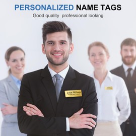 Blank Magnetic Name Tags 25 Pack, 1 x 3 in Name Tags for Clothes, Stainless Steel DIY Name Badges with Strong Magnetic Backing, School Office Supplies, Gold