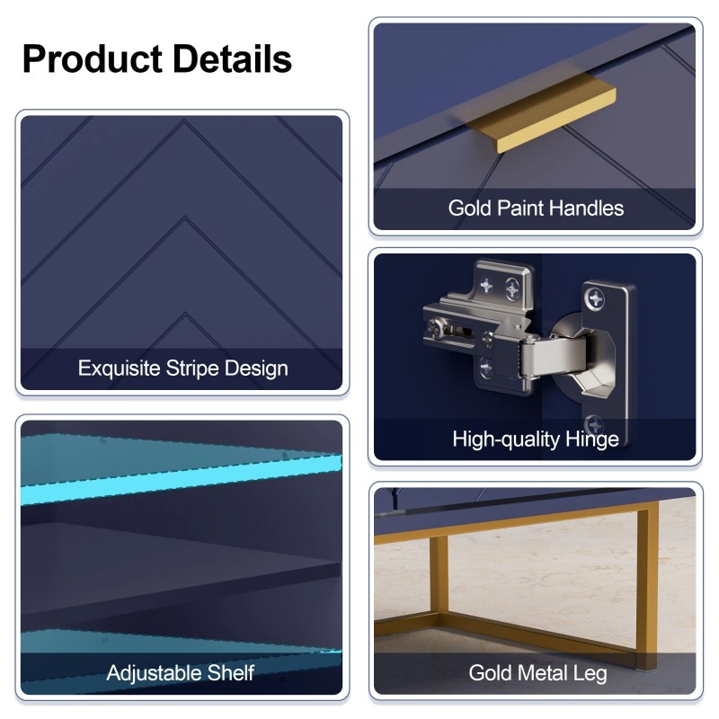 UEV Sideboard Buffet Cabinet with Storage Adjustable Shelf Cabinet -