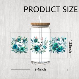 XRTHGS 24 Sheets UV DTF Cup Wraps for 16 OZ,The Cat UV DTF Cup Wrap Transfer Stickers DIY Crafts Can be Widely Used on Glass Can and Wooden Crafts