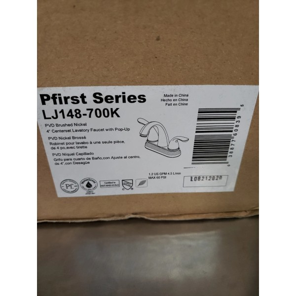 Pfister LJ148-700 Pfirst Series 1.2 GPM Centerset Bathroom Faucet Brushed