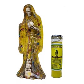 Kit Santa Muerte Cristalina De 30cm Con Veladora Preparada