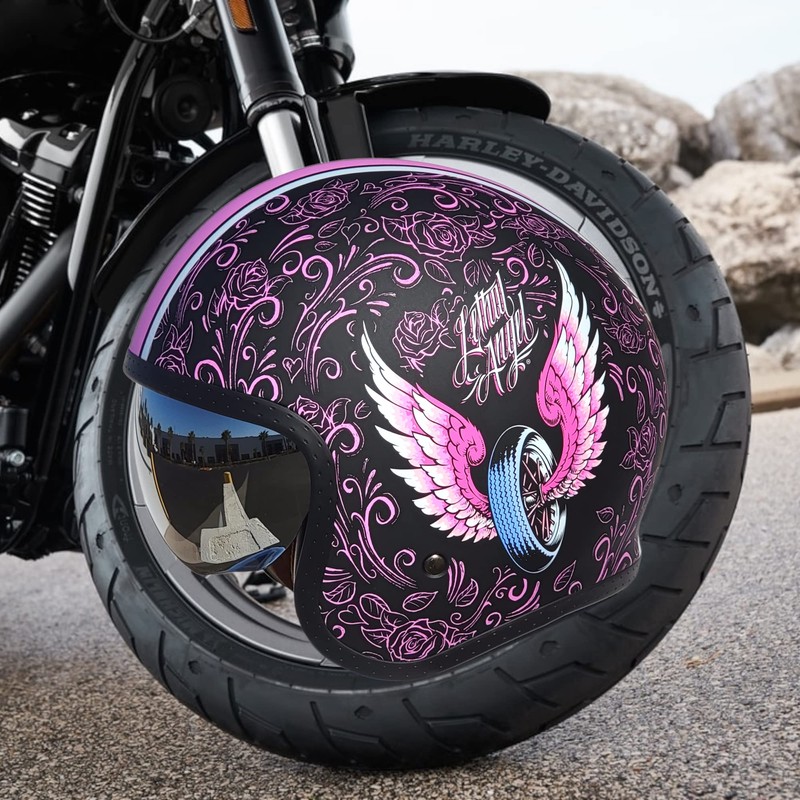 Vega V8 Retro Open Face Helmet 86027-054, Lethal Angel, Large