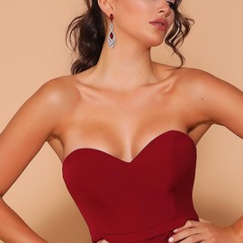 BriLove Fashion Dangle Earrings for Women Crystal Gorgeous Twisted Dual Teardrop Chandelier Earrings Ruby Color Silver-Tone