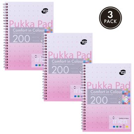 Pukka Pad, Irlen Jotta Pad A5 Notebook 3-Pack – Wire Bound Notepad 200 Pages of 80GSM Coloured FSC Certified Lined Paper – Designed for Visual Perception Difficulties – 21 x 14.8cm, Rose