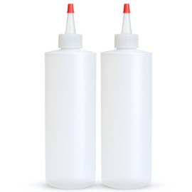 BRIGHTFROM Condiment Squeeze Bottles, 12 OZ Empty Squirt Bottle with Red Top Cap, Leak Proof - Great for Ketchup, Mustard, Syrup, Sauces, Dressing, Oil, Arts and Crafts, BPA FREE Plastic - SET of 2