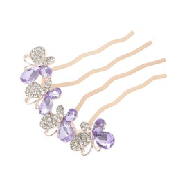 VOCOSTE Decorative Hair Combs, Rhinestone Butterfly Hair Comb, Stylish Bridal Side Comb, Hair Accessory for Elegant Styling, Purple