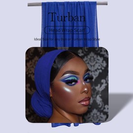 Stretch Head Wraps for Women, Soft Turban Headwrap, Long Solid Hair Scarf for Braids Dreadlocks Locs, Daily Large Headband Royal Blue