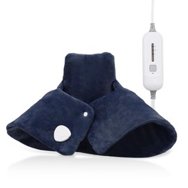 mollie Electric Heating Pad for Neck and Shoulders 16" x 23" Flannel Neck Heating Pad with 3 Heat Settings & 90 Min Auto-Off for Home Office Machine-Washable Heating Pad for Neck Shoulders, Dark Blue