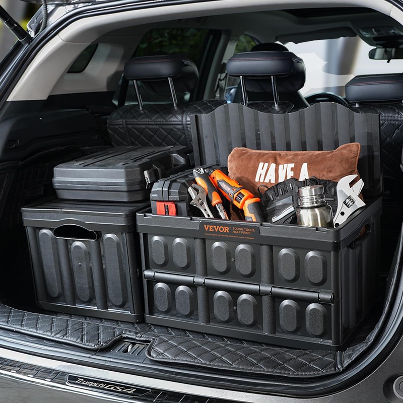 VEVOR 45L Collapsible Storage Bins with Lids 3 Packs, Stackable