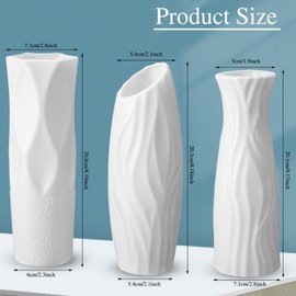 24 Pcs Composite Plastic Flower Vase Ceramic Look Plastic Vase Decorative White Vase Unbreakable Flower Vases for Centerpieces Small Tall Flower Vase for Living Room Table Home Decor (Stylish Style)