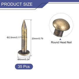 sourcing map 35Pcs Small Tiny Nails 2.8x20mm(DXL) Tiny Brass Nails Hardware Round Head Brass Nail for Wooden DIY Projects Decorative Boxes Household, Bronze Tone