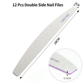 FUZVOL 12 Pcs Professional Nail Files Double Sided 100/180 Grit Nails Emery Board Pet Grooming Tools Manicure Nail Styling Tools for Acrylic Nails and Natural Nails