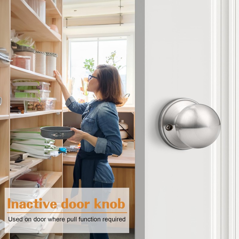 Probrico Round Dummy Door Handles in Brushed Nickel Finish, Ball