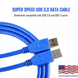 Unbranded/Generic New USB 3.0 Male to Male Cable Cord for Data Transfer Hard Drive Blue 2FT