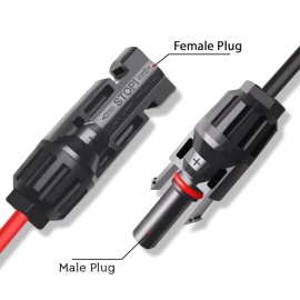 Peakelect Solar Connector to DC 5.5mmx2.1mm Adapter Extension Cable 16AWG 8mm, 4mmx1.7mm
