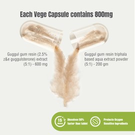 Herbsforever Guggul Capsules | 100% Natural Commiphora Mukul Extract | Ayurvedic Herbal Supplement for Metabolic Balance, Detox & Vitality | 90 Vegan Capsules