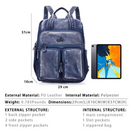 Angel Kiss Backpack Purse for Women Soft Washed Leather Multi Pocket Casual Travel Backpacks…