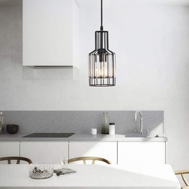 YLONG-ZS Hanging Lamp Swag Lights with Plug in Light Cord and Chain 16FT ,On/Off Dimmer Switch, Transitional Hanging Pendant Lamps with Clear Glass Lampshade for Dining Room, Bed Room，Black Finishing