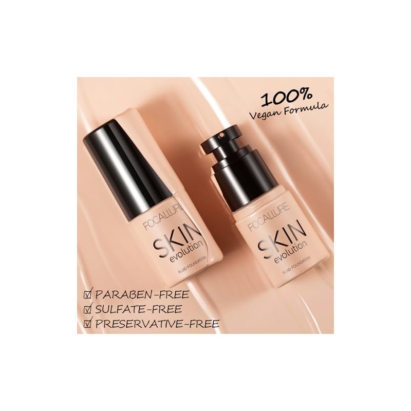 FOCALLURE - 2 piezas de base líquida, Skin Evolution +
