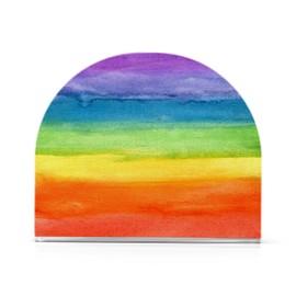 Napkin Holder for Table, Colorful Stripe Rainbow Acrylic Napkin Holder for Party Guest Cocktail Dispenser Paper Stand Kitchen Dining Room Decors