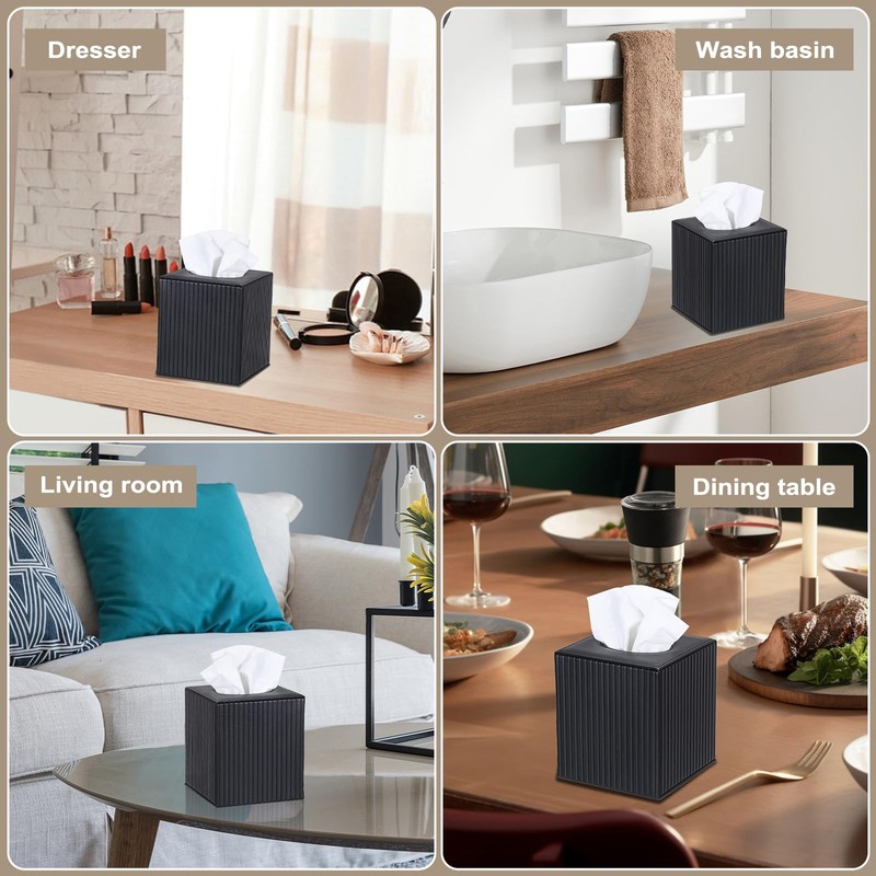Sumnacon PU Leather Tissue Box Cover Modern Square Tissue Box