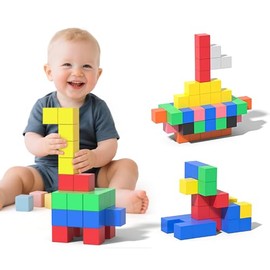 Esoes Magnetic Building Blocks, 48 PCS Magnetic Cubes Blocks for 3 4 5 6 7 8 Years, Sensory & Montessori Toys, Building Blocks Educational Construction STEAM Toy for Boy Girls Birthday