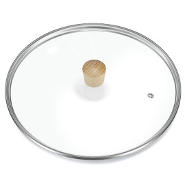 11 inch Tempered Glass Lid with Wooden Handle, Versatile Round Replacement Lid for 11 inch Skillets, Pots and Pans - Dishwasher Safe- 28CM