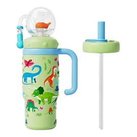 HBSAPKKA Whale Fountain Tumbler, Stainless Steel Insulated Whale Cup Water Bottle Drinking Cup for Kids Adults Whale Squirt Weighted Sippy Straw Cups 2 Lids 24oz