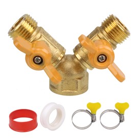 Heavy Duty Brass 3 Way Y Piece Hose Connector Tap Splitter with Separate Valves for Garden Outlet Splitter Hose Splitter