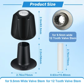 Metal Matte Black Shower Knob 2 Piece Replacement, Compatible with Price/Pfister Verve Tub Shower Handle, 2 Faucet Handle Trim Kit, for 12 Tooth 9.5mm Valve stem, Height 2.35 in Width 2.35 in