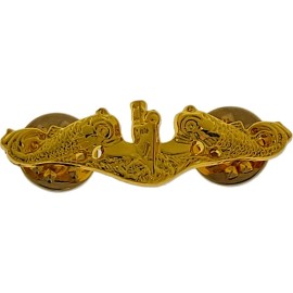 Mini Miniature Enlisted GOLD Submarine Warfare Badge Pin Insignia Dolphins