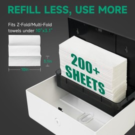 anydry Wall-Mounted Paper Towel Dispenser – Fits Tri-Fold Towels up to 10x3.1 Inches, Holds 200 Sheets, Ideal for Home & Commercial Use (White)