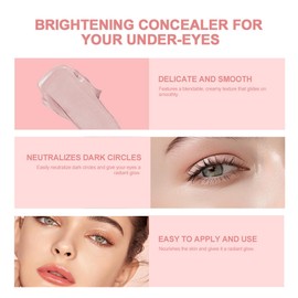 Under Eye Brightener,Under Eye Concealer Full Coverage Eye Highlighter Foundation for Dark Circles,Spot,Long Lasting Under Eye Brightener Concealer,Colour Correcting Primer,Pink Cream Foundation