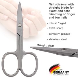 3 Swords Germany - Tijeras de uñas rectas INOX de acero inoxidable de calidad con funda, manicura y pedicura, cuidado profesional de uñas de dedos y d