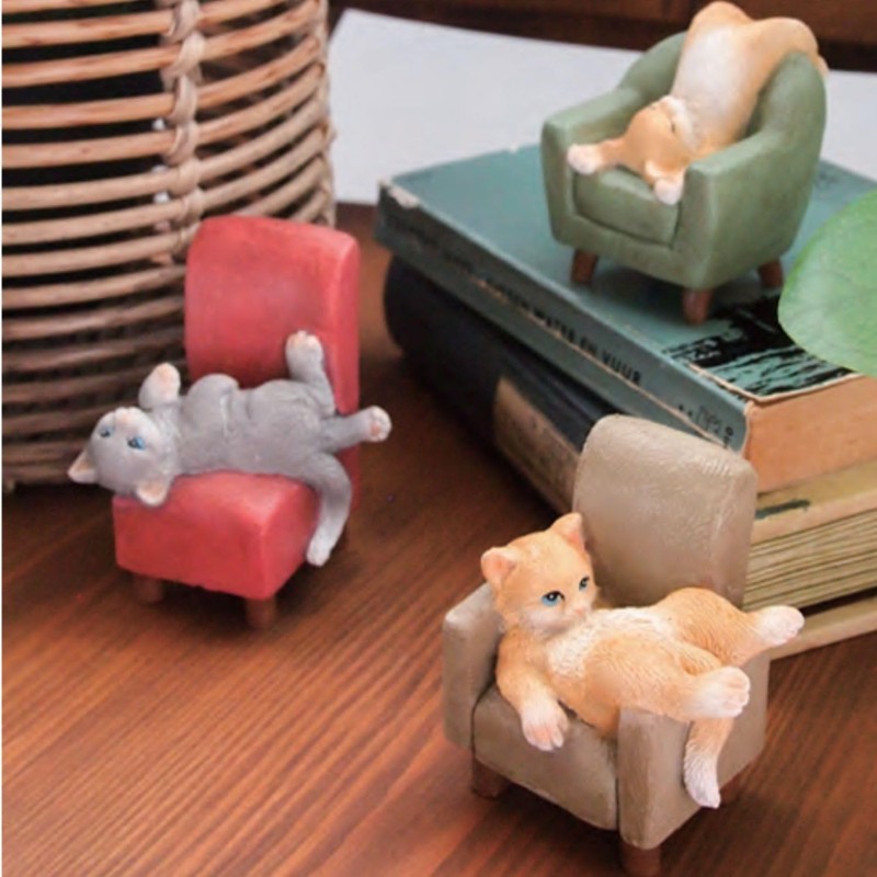 Daikai Petit Friends Lazy Chair Cat Green GR W5.7 D6.5