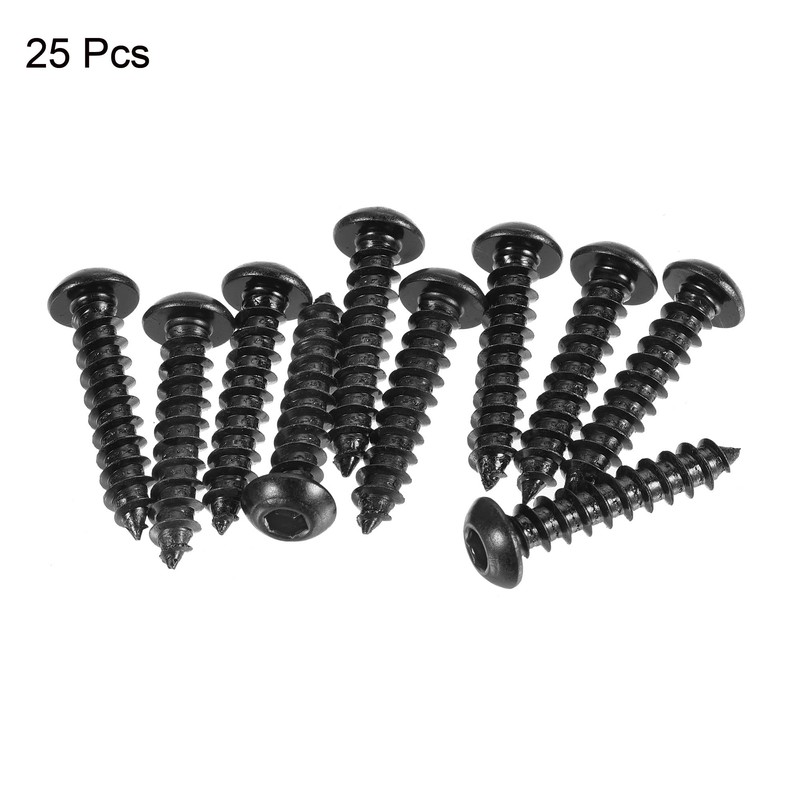 sourcing map Hex Socket Self Tapping Screws, M6 x 30mm