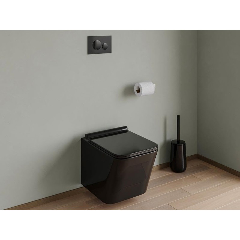 Vente-unique Toilet Control Plate with Double Button - Black -