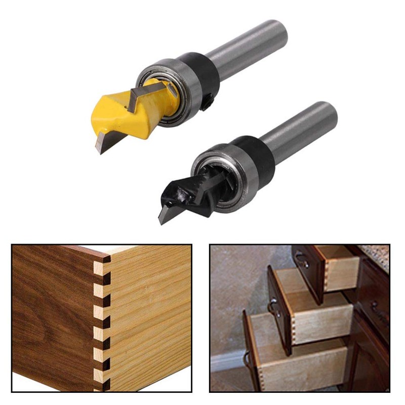 Wolfride 2Pcs Dovetail Router Bits 1/4 Inch Shank Dovetail Joint