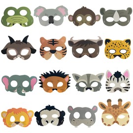 ELANE 16 Pcs Animal Face Mask,Jungle Theme Party Favors Animal Head Mask Animal Masks for Kids Party,Jungle Party Decorations.