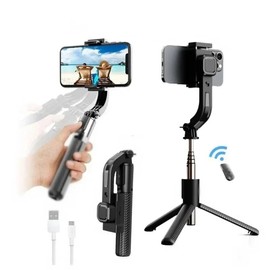 2025 NEW Gimbal Stabilizer Selfie Stick Foldable Wireless Tripod with Bluetooth Shutter Monopod for IOS Android gimbal  stabilizer Detachable Metal Smartphone Cellphone Phone Photography Electronics Black