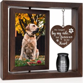 Babery Dog Memorial Picture Frame - Rotating Wooden Pet Memorial Photo Frame - Dog Memorial Gifts for Loss of Dogs and Cats - Loss of Dog Sympathy Gift Dog Bereavement Remembrance Photo Display