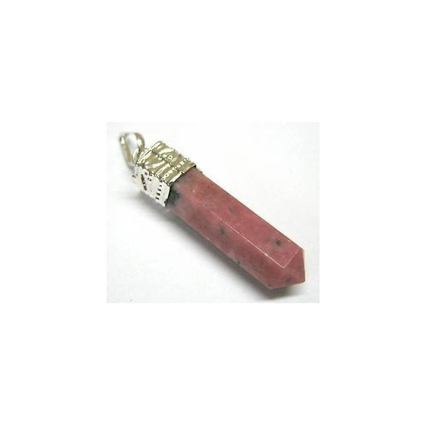 CRYSTALMIRACLE Beautiful Rhodonite Pointer Pendant Wellness Positive Energy Men Women Gift Health Wealth Healing Handcrafted Accessory