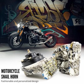 FARBIN Train Horns for Trucks Snail Horn for Motorcycle 12V Train Sound Car Horn Kit 150DB Super Loud Horn for Motorbike Truck Boat Pickup (Skull pattern,12V)