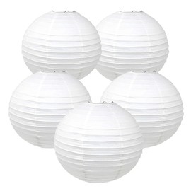 TopAAA White Paper Lanterns Chinese Hanging Paper Lantern Lights Japanese Decor for Birthday, Wedding, Christmas, Bridal, Home Decor, Party Decoration(Set of 5, 8“, White)