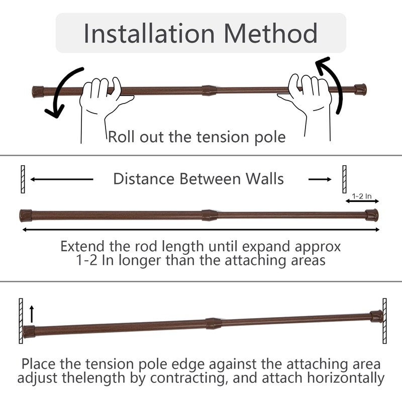 Spring Curtain Tension Rods, 6 Pack Cupboard Bars Tensions Rods
