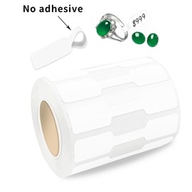 Yeachlaing 550 Pcs Jewelry Tags Roll for Necklace Earring Price Identify,Self Adhesive White Blank Dumbbell Jewelry Stickers Labels for Bracelet, Ring, Clothing Display （White）
