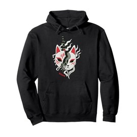 Kitsune Samurai Fox Nine-Tailed Mask Art Anime Pullover Hoodie