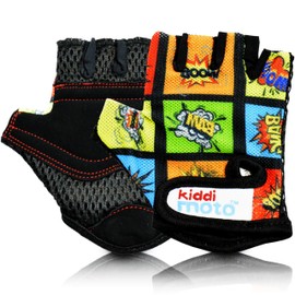 Kiddimoto Kids Cycling Gloves | Anti-Slip Kids Bike Gloves for Boys and Girls| Fingerless Mountain Bike Gloves for BMX, MTB Riding, Gymnastics, Scooters, Skateboard, Balance Bike, Rollerblade.
