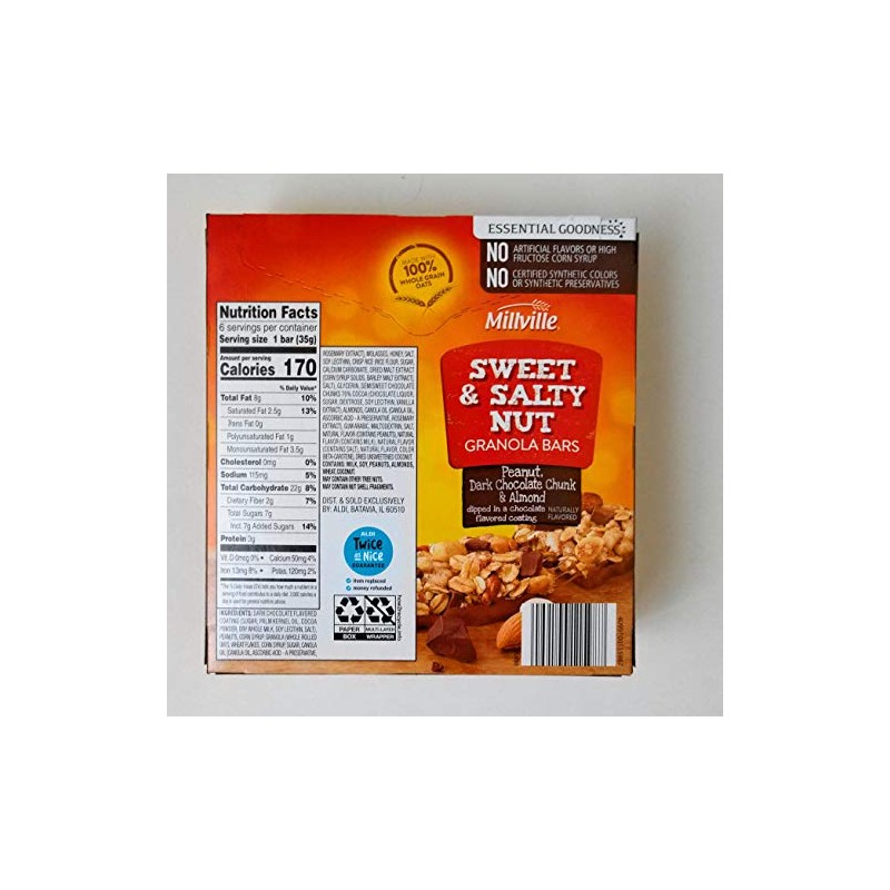 Millville granola bars sweet & salty nut Peanut, almond &